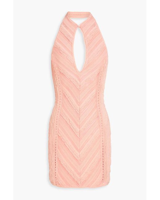 Charo Ruiz Pink Massay Cutout Crocheted Mini Dress
