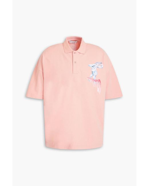 J.W. Anderson Pink Printed Cotton-piqué Polo Shirt for men