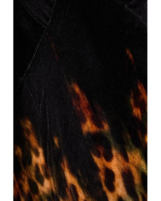 Camilla Black Embellished Leopard-Print Velvet Midi Slip Dress