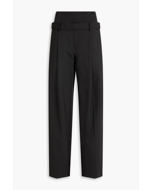 Esse Studios Black Portia Duo Satin-Paneled Crepe Straight-Leg Pants