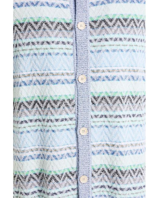 Missoni Blue Bouclé-Knit Cotton-Blend Shirt for men