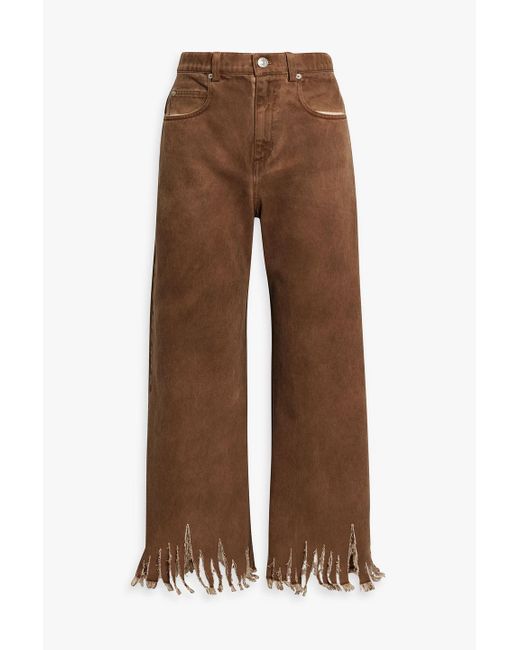 Marni Brown Distressed High-rise Wide-leg Jeans