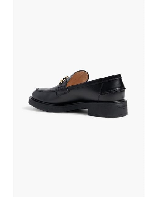 Gianvito Rossi Black Martine Buckle-Embellished Leather Loafers