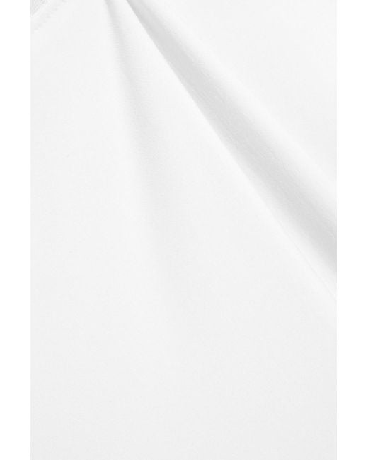 Norma Kamali White Dash Dash Mesh-Paneled Stretch-Knit Gown