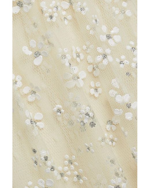 RED Valentino White Glittered Floral-print Point D'espirit Mini Dress