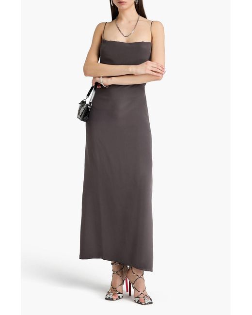 IRO Brown Open-Back Silk Crepe De Chine Maxi Slip Dress