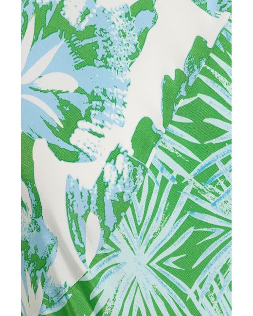 Diane von Furstenberg Green Sunniva Printed Crepe Midi Dress