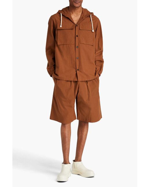 Jil Sander Brown Cotton-flannel Hooded Overshirt for men