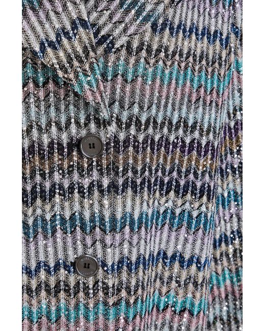 Missoni Gray Metallic Crochet-knit Coat