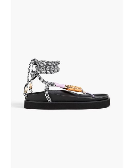 Maje Black Embellished Cord And Leather Sandals