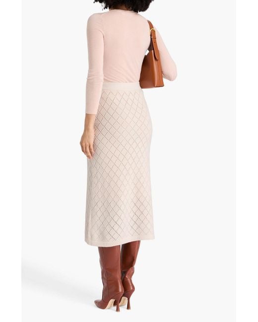 Zimmermann Pink Pointelle-Knit Wool Midi Skirt