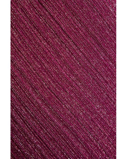 M Missoni Red Metallic Ribbed Crochet-knit Straight-leg Pants
