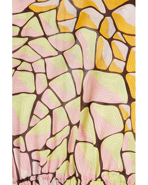 Emilio Pucci Yellow Cropped oberteil aus baumwoll-voile mit cut-outs und print