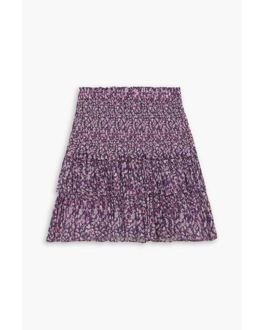 Isabel Marant Purple Naomi Ruffled Floral-Print Cotton Mini Skirt