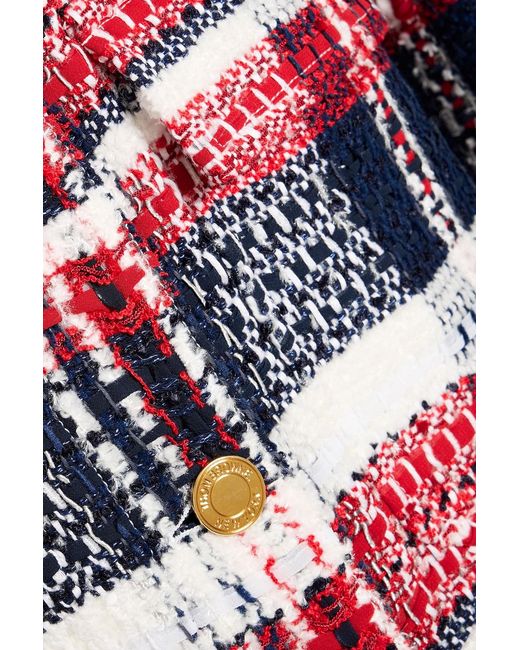 Thom Browne Red Metallic Checked Tweed Jacket