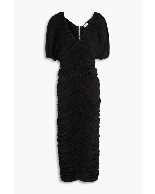 Magda Butrym Black Ruched Jersey Midi Dress