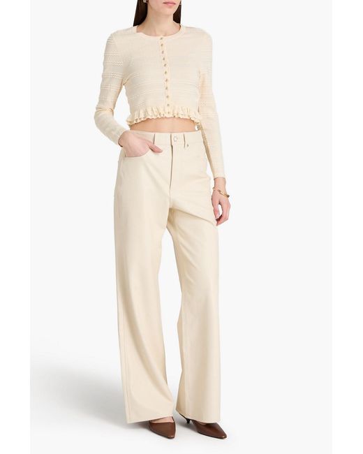 Sandro Natural Cropped Ribbed-Knit Cardigan
