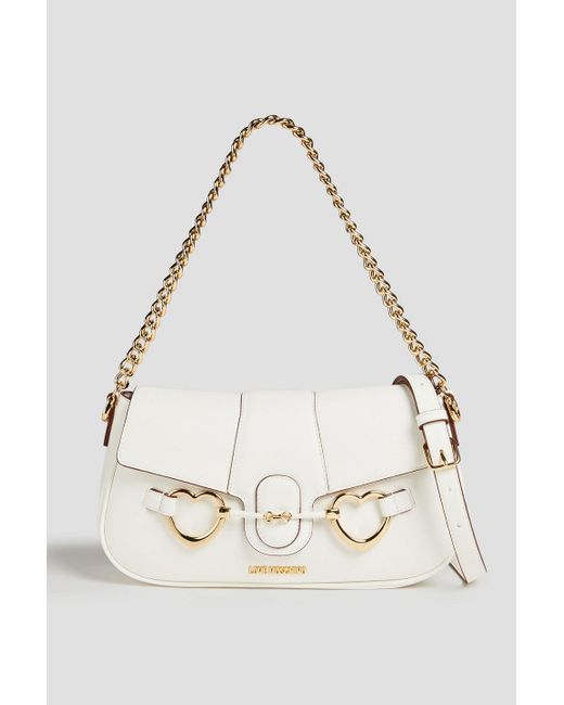 Love Moschino Natural Embellished Faux Textured Leather Shoulder Bag