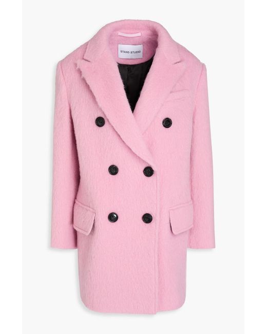 Stand Studio Pink Double-breasted Wool-blend Coat