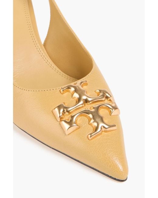 Tory Burch Natural Eleanor Embellished Leather Slingback Pumps