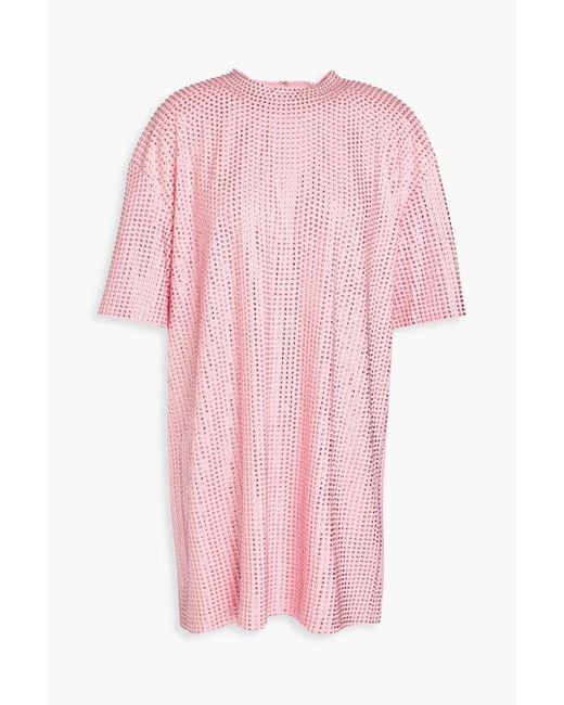 Area Pink Crystal-embellished Open-back Stretch-jersey Mini Dress