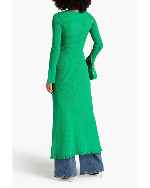 Philosophy Di Lorenzo Serafini Green Ribbed-knit Midi Dress