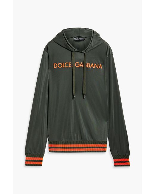 Dolce & Gabbana Green Logo-appliquéd Satin-jersey Hoodie for men