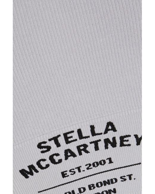 Stella McCartney Gray Printed Ribbed Stretch Cotton-blend Jersey Sports Bra