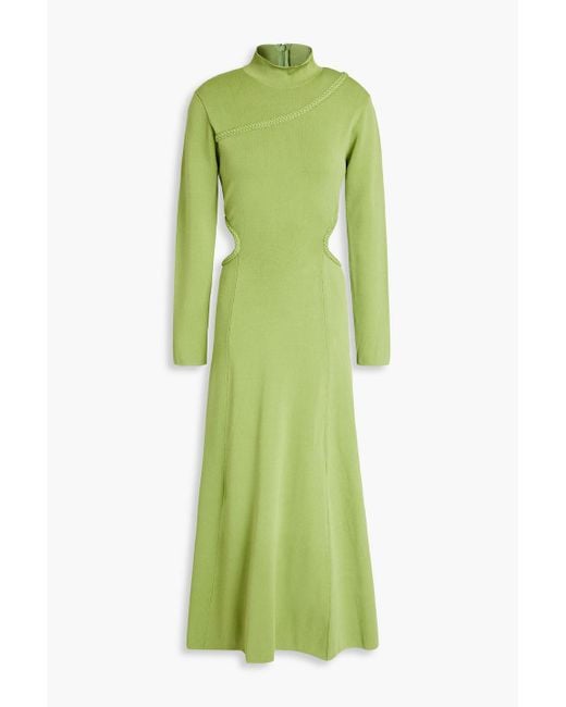 Aje. Green Amelie Cutout Knitted Midi Dress
