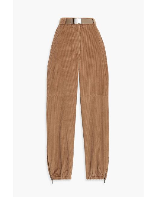 Brunello Cucinelli Brown Cropped Cotton-corduroy Tapered Pants