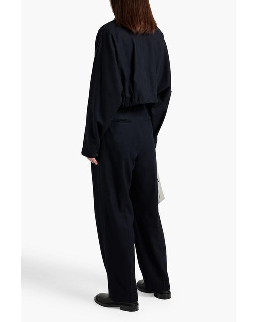 LE17SEPTEMBRE Blue Cropped Wool-Blend Flannel Shirt