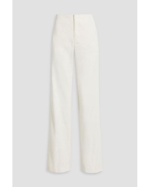 FRAME White Linen-blend Wide-leg Pants