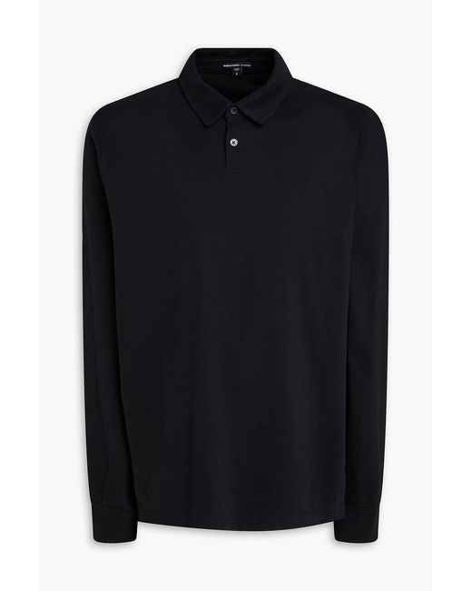 James Perse Black Cotton-Jersey Polo Shirt for men