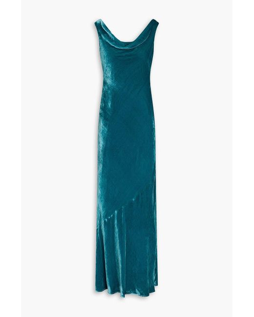 Saloni Blue Asher Draped Velvet Gown