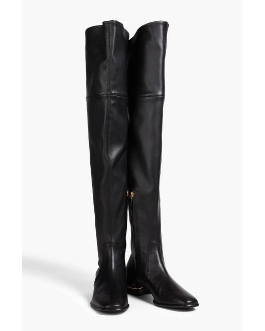 Tory Burch Black Stretch-leather Thigh Boots