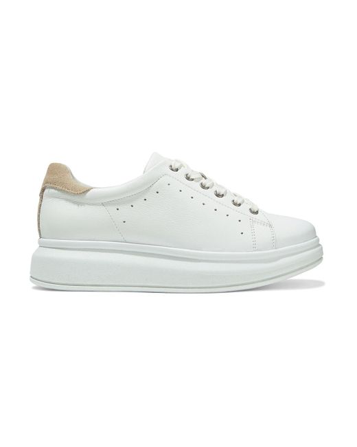 Iris & Ink White Evie Textured-leather exaggerated-sole Sneakers