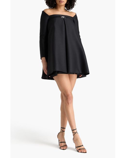Versace Black Embellished Wool And Silk-Blend Shantung Mini Dress