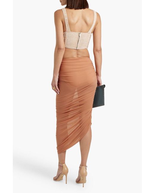 Norma Kamali Orange Diana Ruched Stretch-mesh Maxi Skirt