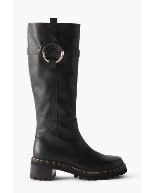 See By Chloé Black Hana Leather Knee Boots