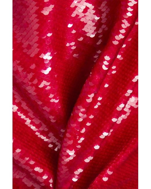 Ganni Red Sequined Satin Dress
