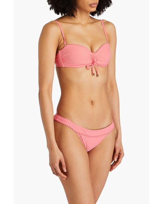 Heidi Klein Pink Stretch-piqué Underwired Bikini Top