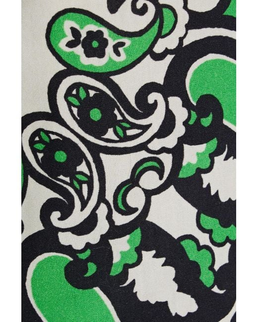 RED Valentino Green Skirt-Effect Printed Cotton-Poplin Shorts