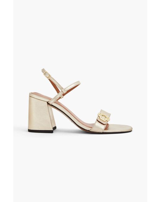 Maje White Embellished Leather Sandals