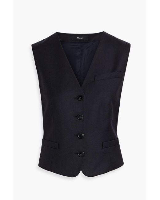 Theory Blue Wool-Twill Vest