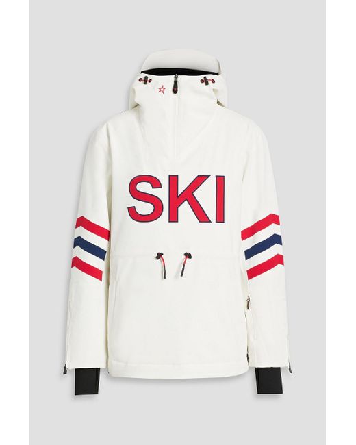 Perfect Moment White Printed Hooded Half-zip Ski Jacket