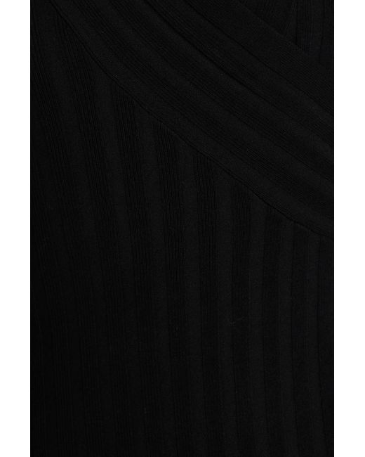 By Malene Birger Black Gilena Ribbed Ecoverotm-blend Midi Wrap Dress