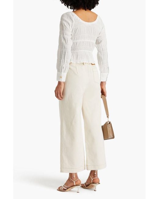Rejina Pyo White Cyrus Belted High-rise Wide-leg Jeans