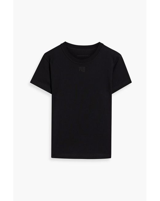 T By Alexander Wang Black Appliquéd Cotton-jersey T-shirt