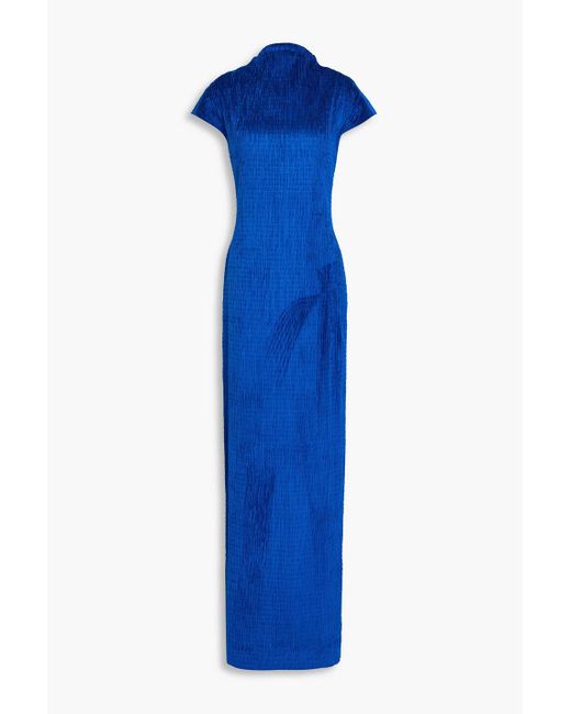 TOVE Blue Kyra maxikleid aus plissiertem samt
