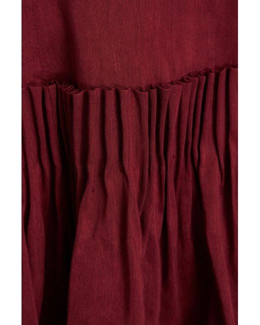 Aje. Red Audette plissiertes minikleid aus einer leinenmischung mit cut-outs